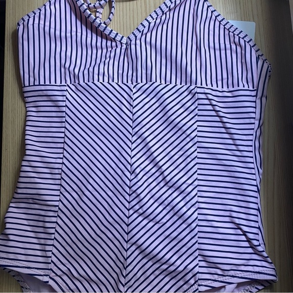 NWT Splendid Pink Blue Striped One Piece - Picture 2 of 13